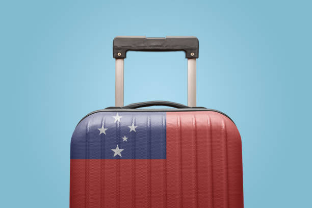istock Baggage with Samoa flag print tourism and vacation concept. 1223065651