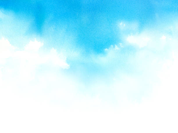 ilustraciones, imágenes clip art, dibujos animados e iconos de stock de ilustración de acuarela del cielo azul. - watercolor background