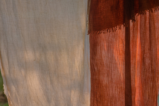 home textiles, natural dyeing in a rural villa