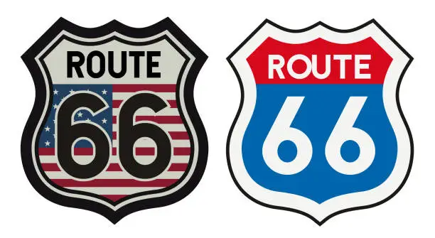 Vector illustration of Route 66 vintage metal sign