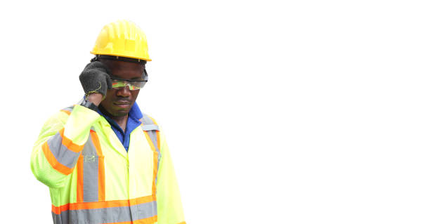 istock Close up of An African American handsome black engineer he is working in container box yard area 1223077421