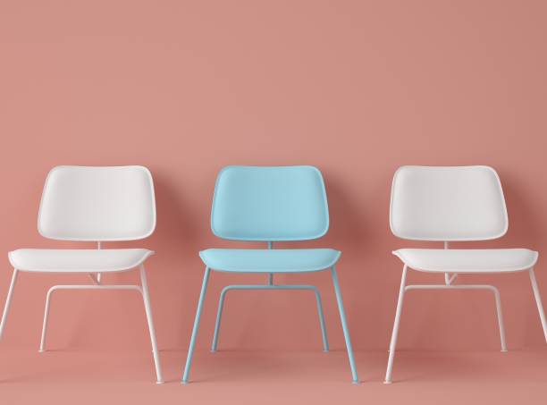 istock 3D Illustration. Row of chairs with one with different colour. 1223078574