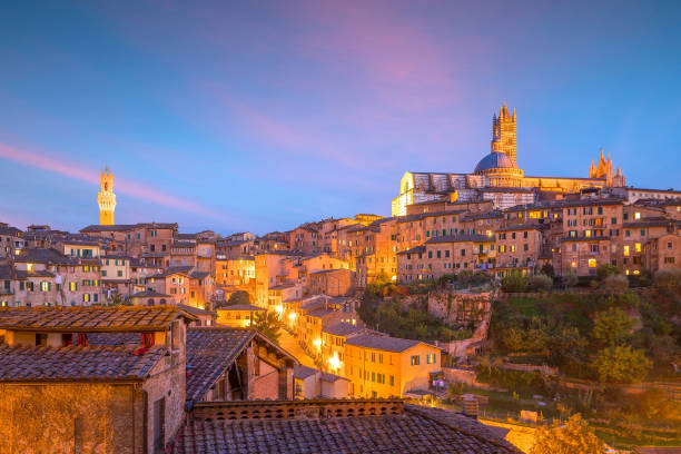istock Downtown Siena skyline in Italy at sunset 1223080576