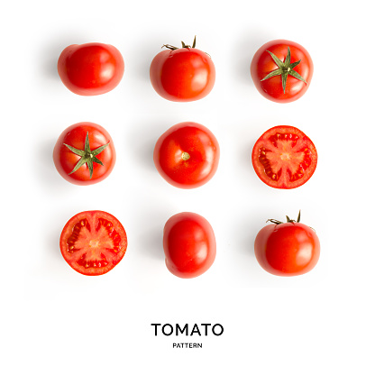 Patrón sin costuras con tomates. Fondo abstracto. Tomate sobre el fondo blanco. photo