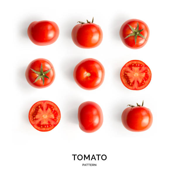 motif sans couture avec des tomates. fond abstrait. tomate sur le fond blanc. - tomate photos et images de collection