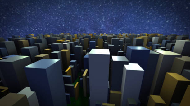 istock 3d rising cubes  Abstract modern block shaped cityscape skyline 1223089196