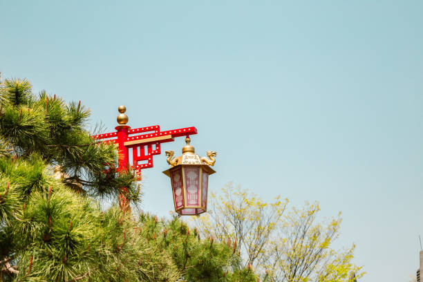 Chinese traditional street lamp with blue sky