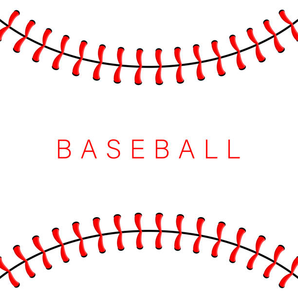 ilustrações de stock, clip art, desenhos animados e ícones de baseball ball stitches, red lace seam isolated on background. - sewing item