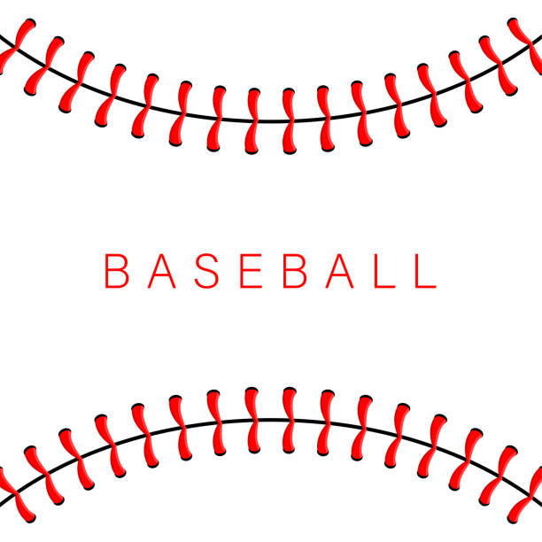 Baseball ball stitches, red lace seam isolated on background. Baseball ball stitches, red lace seam isolated on background baseball threads stock illustrations