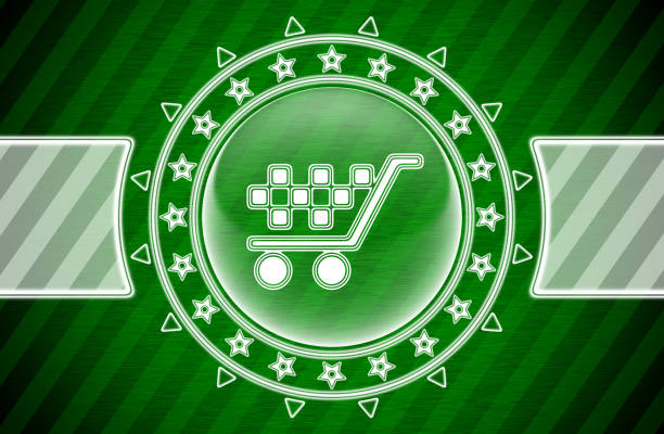 ilustrações de stock, clip art, desenhos animados e ícones de sale icon in circle shape and green striped background. illustration. - 15855