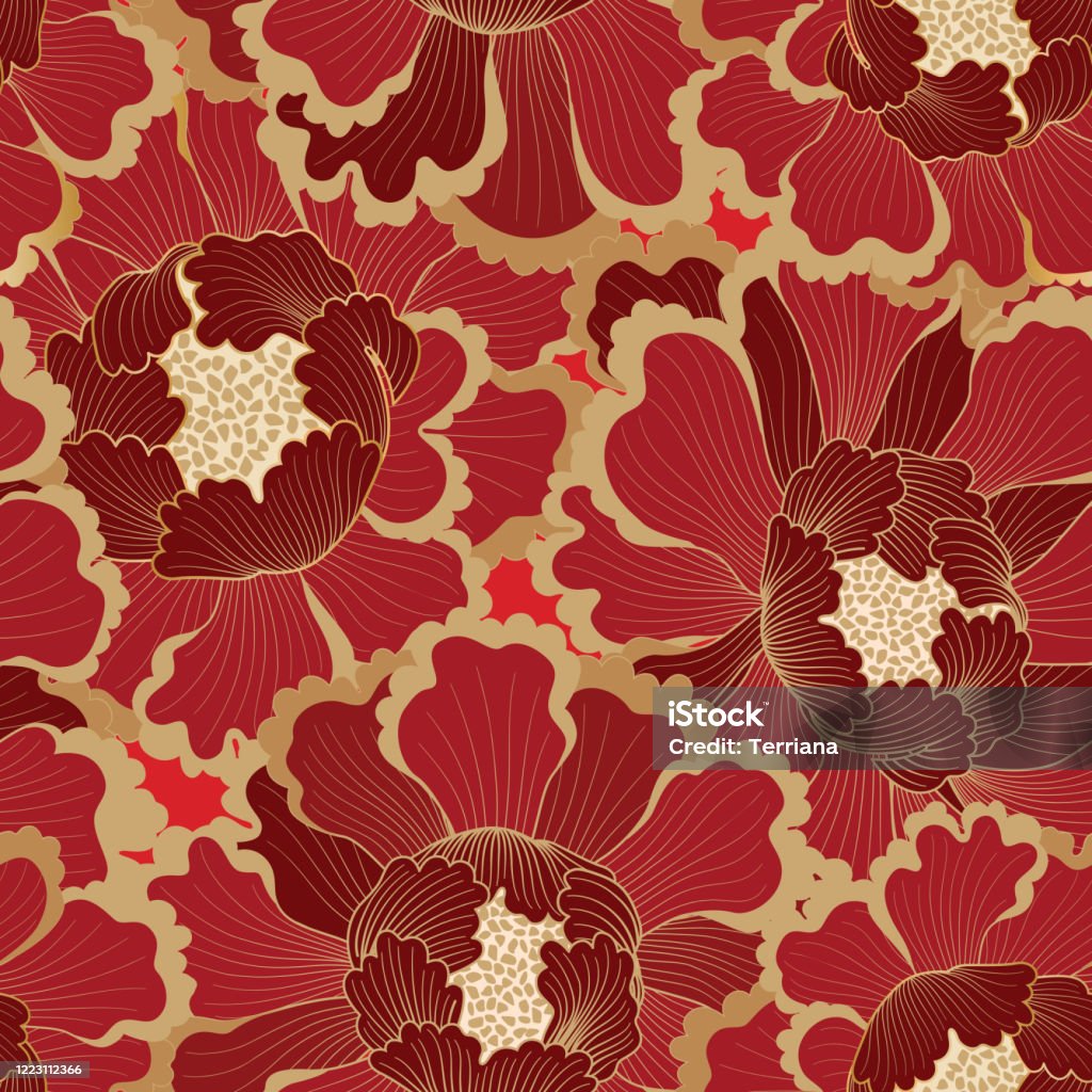 Floral Pattern Flower Seamless Background Flourish Ornamental Garden  Wallpaper In Retro Eastern Oriental Style Stock Illustration - Download  Image Now - iStock