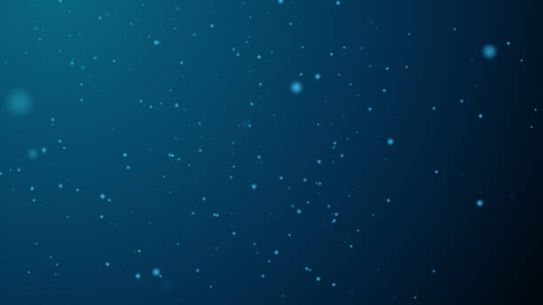 istock Blue particles abstract background with shining Floating Dust Particle Flare Bokeh star on gradient Blue Black Background. Futuristic glittering fly movement flickering in space. 1223112505