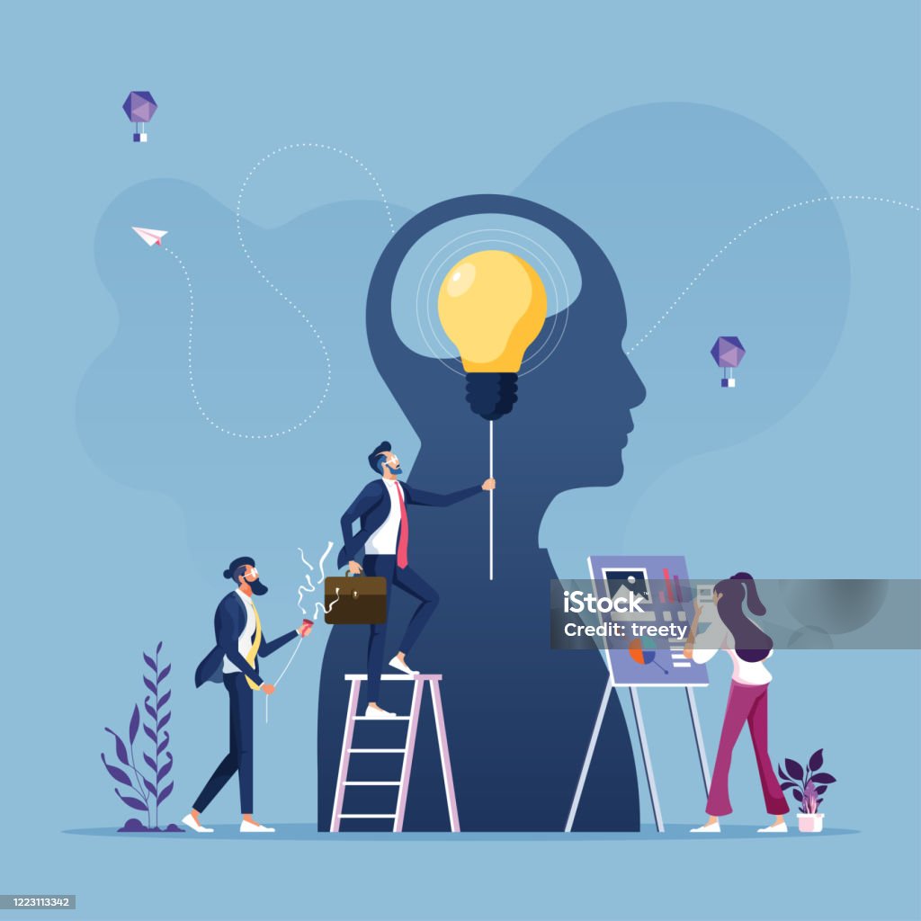 Business-Innovationskonzept, Business Group arbeiten für die Finanzierung von Wachstums-Glühbirne als Metapher der Idee - Lizenzfrei Führungstalent Vektorgrafik