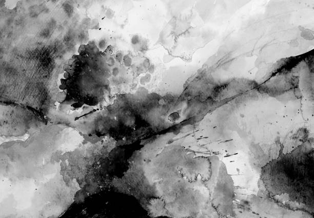 istock Black and white watercolor nature on paper 1223118948
