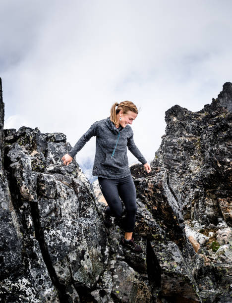 istock Healthy woman mountain hiking 1223121281