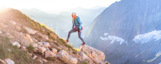 istock Rock climbing approaching a climb along a mountain ridge 1223122370