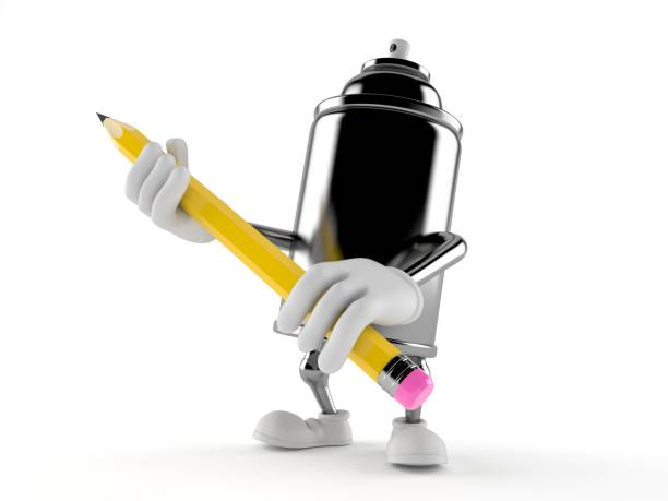 istock Spray can character holding pencil 1223123639