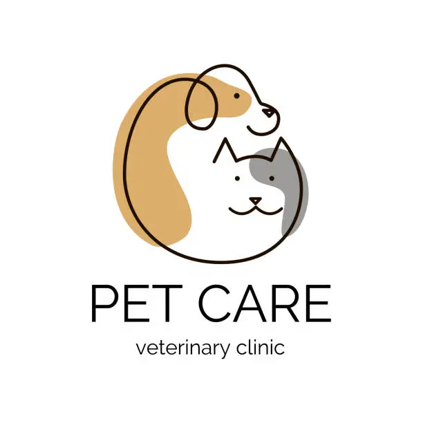 Vector illustration of Pet care.Veterinary clinic logo tamplate. Dog and cat design logo. Vector illustration.