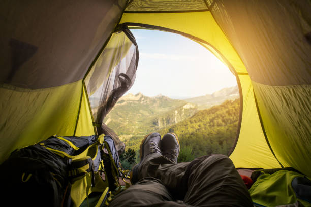 istock View from tent. Sport and active life concept. 1223126695