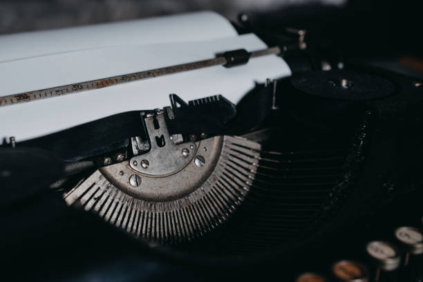 istock Typewriter vintage retro styled on the wood table 1223127969