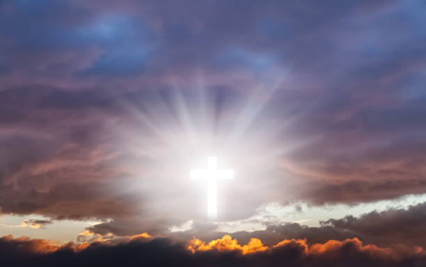 istock Religious background with Holy Cross glowing 1223128260