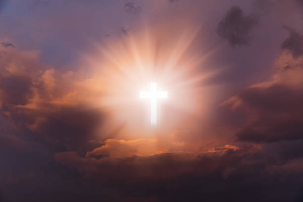 Religious background with Holy Cross glowing