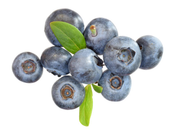 istock Ripe blueberries closed up isolated on white 1223129217