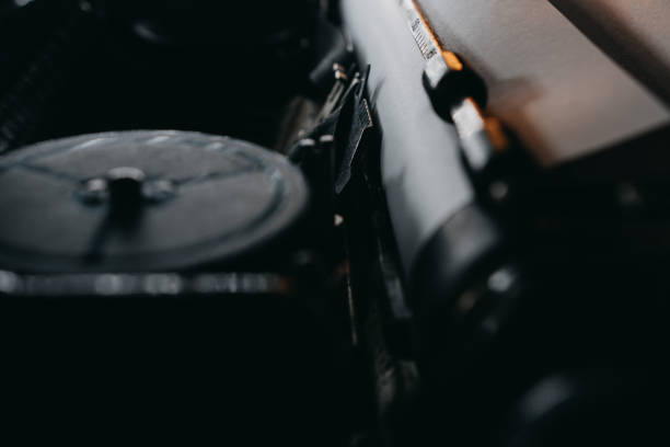 istock Typewriter vintage retro styled on the wood table 1223130662