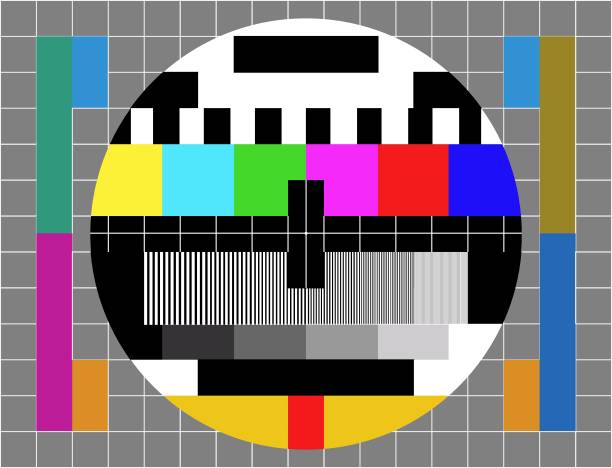 istock TV colour bars test card screen. SMPTE Television Color Test Calibration Bars. Test card. SMPTE color bars. Graphic for footage video 1223131540