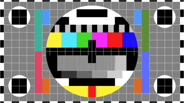 istock TV colour bars test card screen. SMPTE Television Color Test Calibration Bars. Test card. SMPTE color bars. Graphic for footage video 1223131548