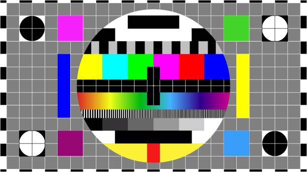istock TV colour bars test card screen. SMPTE Television Color Test Calibration Bars. Test card. SMPTE color bars. Graphic for footage video 1223131551