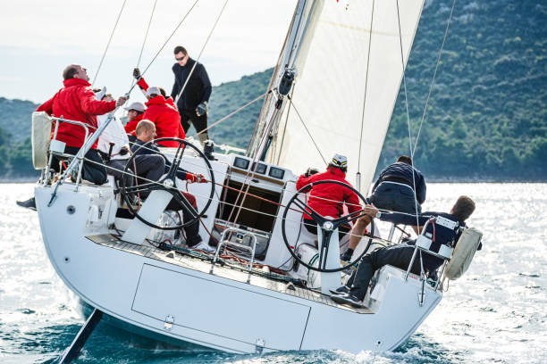 istock Sailing crew on sailboat on regatta 1223133064