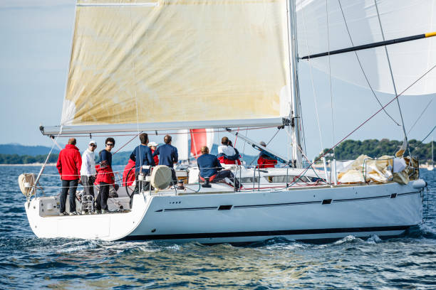 istock Sailing crew on sailboat on regatta 1223133148