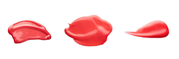 istock Texture and stroke of red lip gloss on a white background. 1223135399