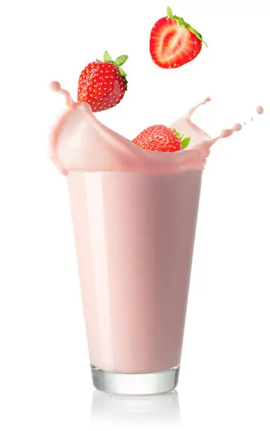 Photo of strawberry milkshake in glass