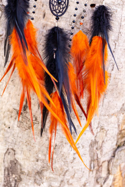istock Handmade dream catcher with feathers threads and beads rope hanging 1223140949