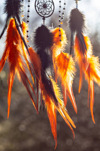 istock Handmade dream catcher with feathers threads and beads rope hanging 1223140954