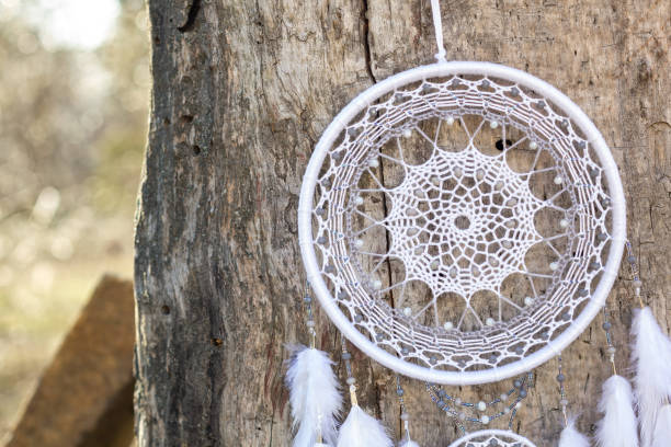 istock Handmade dream catcher with feathers threads and beads rope hanging 1223140962