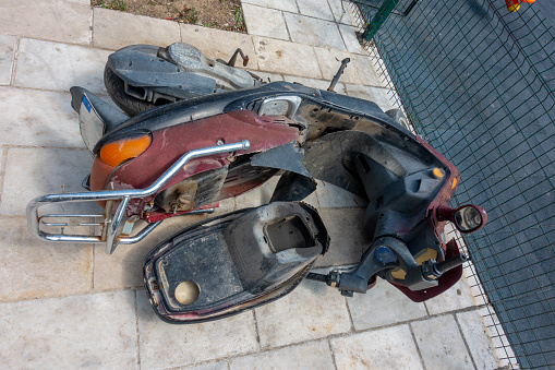 Old and broken motorcycle  down