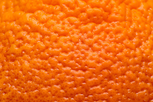 Macro view on orange fruit peel texture background horizontal
