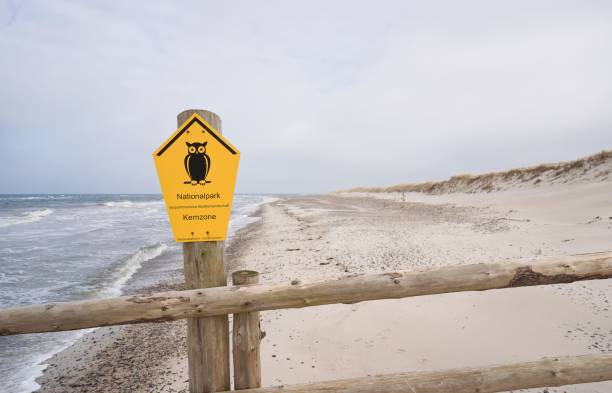 istock Sign on the beach nature reserve 1223150448