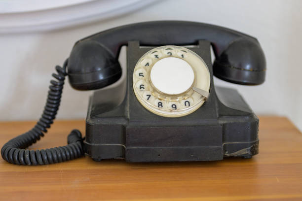istock Old vintage black bakelite telephone instrument 1223152349