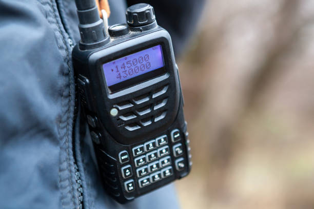 istock Male holding walkie talkie. 1223153624