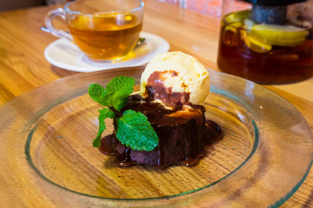 istock Sweet cake with ice cream 1223156504