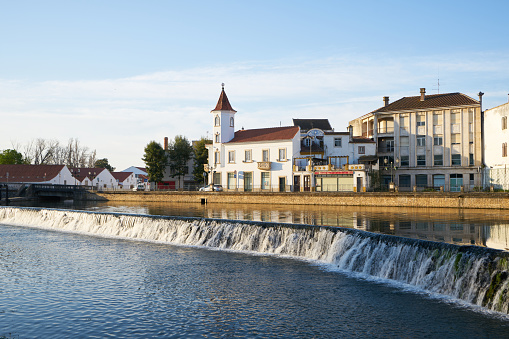 Tomar, Portugal - March 23, 2019 : Tomar city view with Nabao river, in Portugal