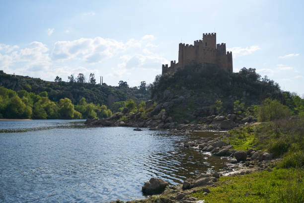 Almourol, Portugal - March 23, 2019 : Castelo de Almourol castle with tejo tagus river, in Portugal