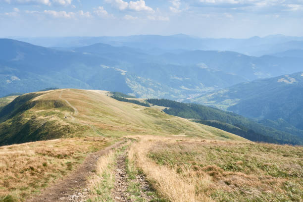 The landscape of the mountains. Beautiful mountain ranges. Location the Carpathian mountains.