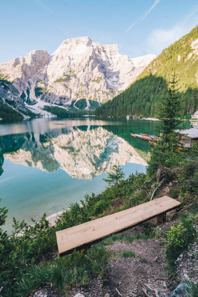 istock landscape view of alpine lake 1223162398