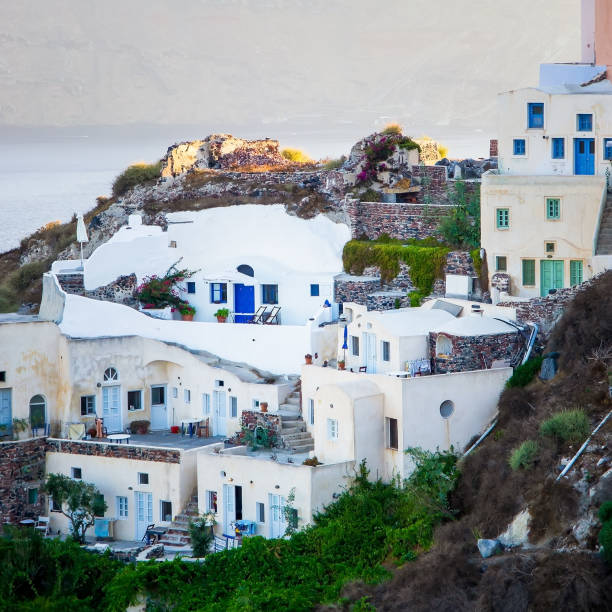 Typical cave architecture on Santorini island, Greece
