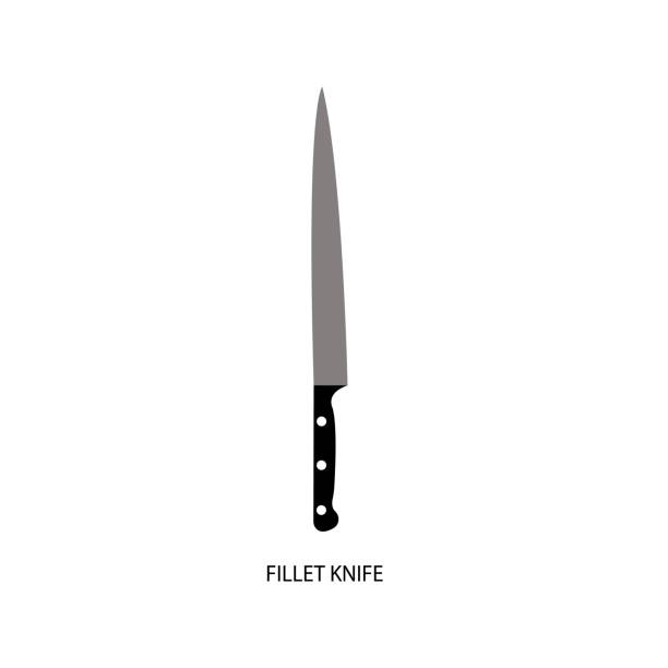 Print Filleting knife cooking icon on white background knif stock illustrations